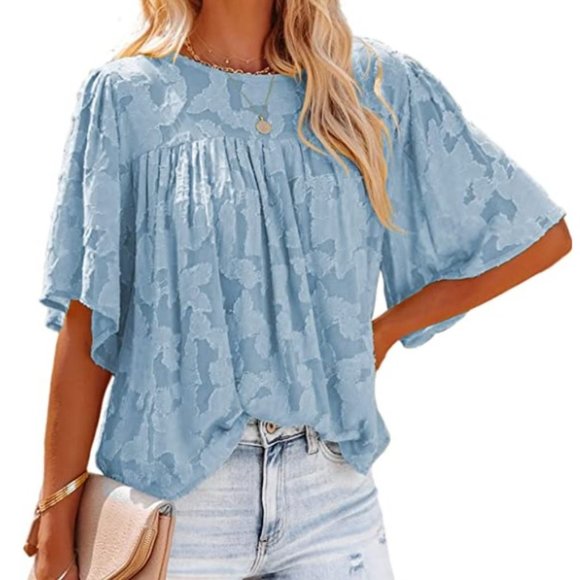 Dokotoo Tops - Light Blue Lace Top